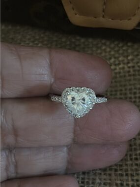 Moissanite Halo Engagement Ring with White Stone Size 7